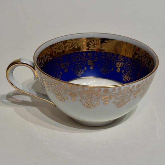 Porzellanmalerei Parbus Bavaria Cobalt Blue 22K Gold Porcelain Demitasse Cup - Picture 1 of 15